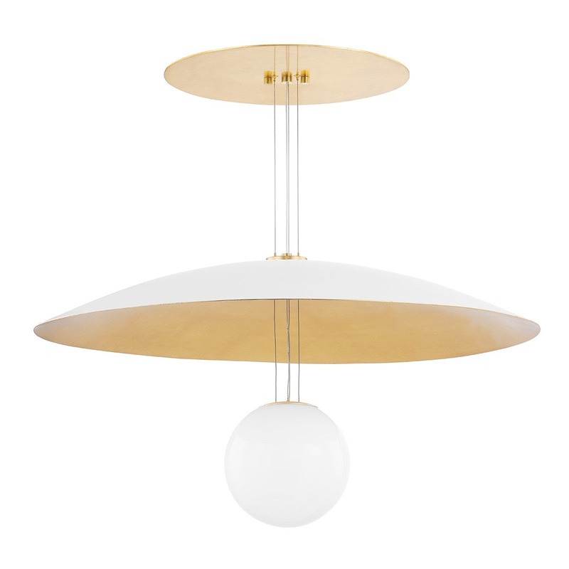 Hudson Valley KBS1743701-L Brim LED Pendant, Soft White/Gold Leaf