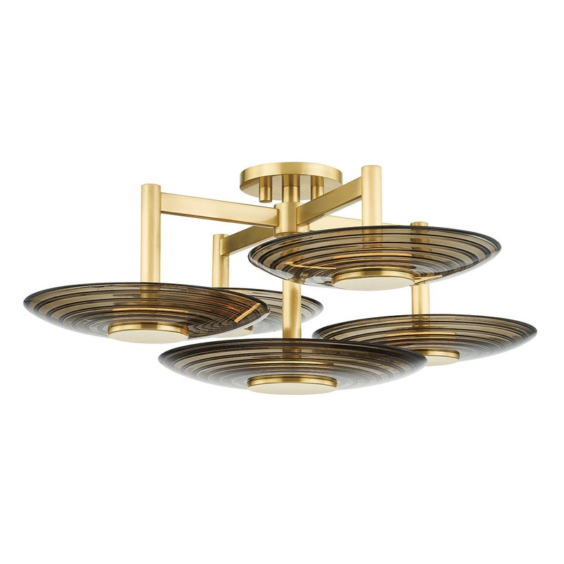 Hudson Valley PI1892605-AGB Griston LED Semi Flush Mount, Aged Brass