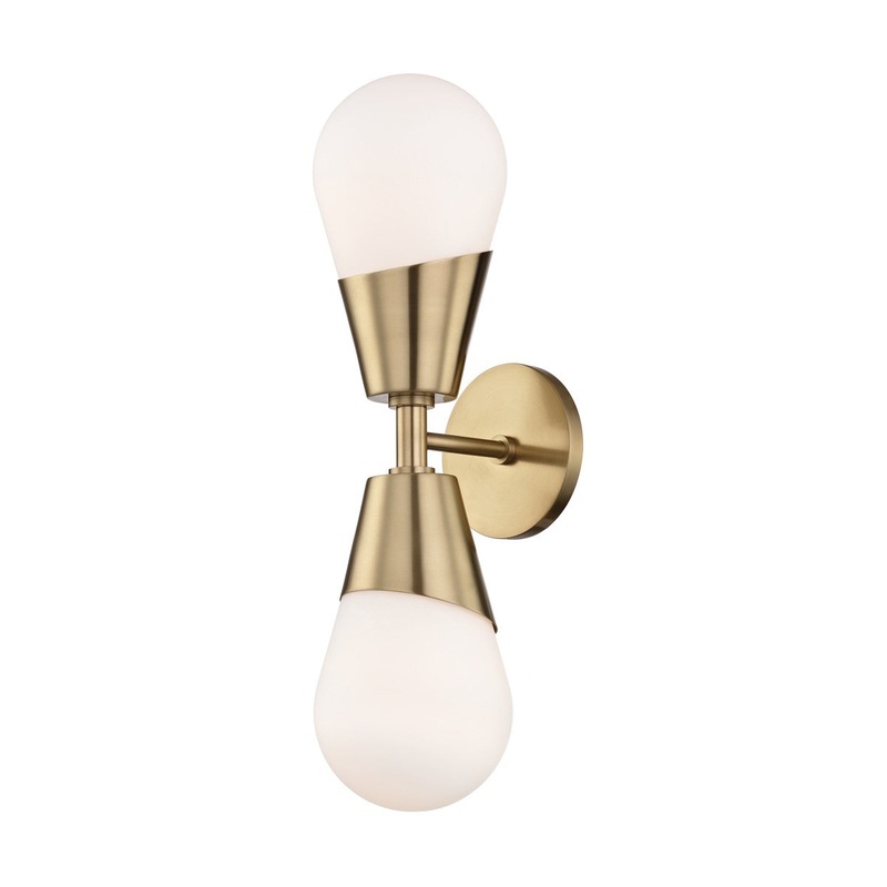Mitzi H101102-AGB Cora Two Light Wall Sconce, Aged Brass
