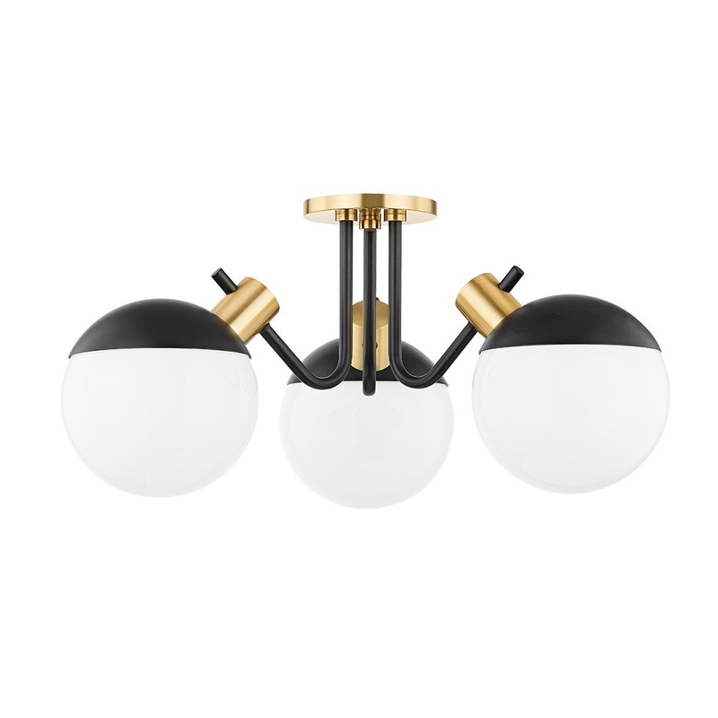 Mitzi H573603-AGB/SBK Miranda LED Semi Flush Mount, Aged Brass/Soft Black