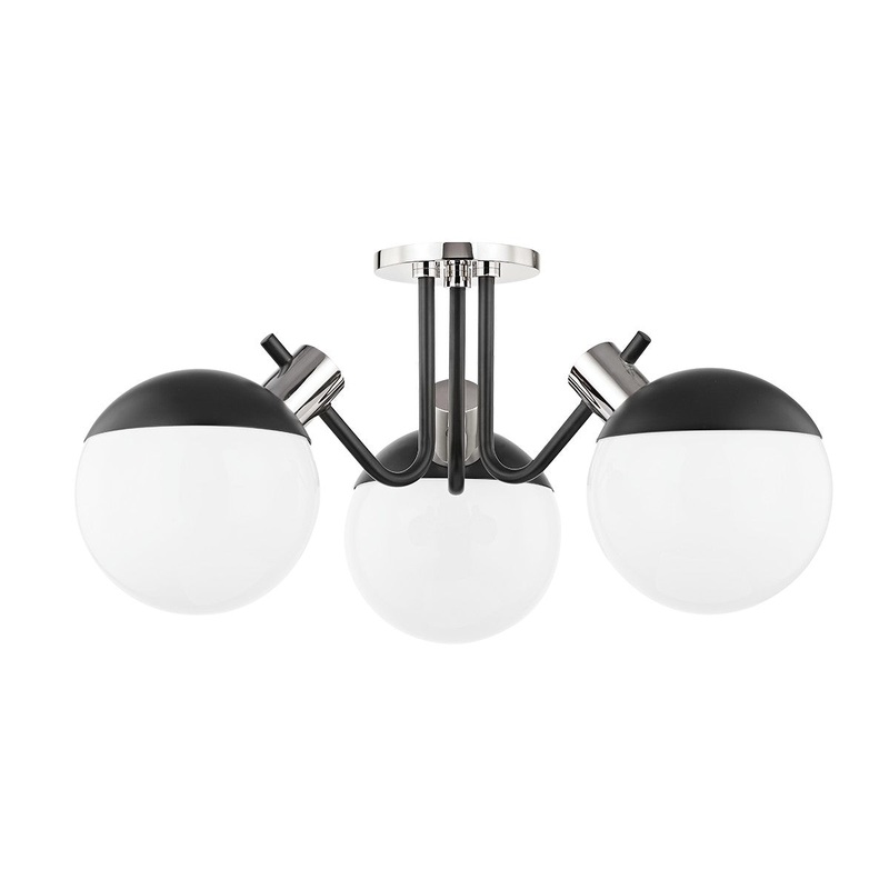 Mitzi H573603-PN/SBK Miranda LED Semi Flush Mount, Polished Nickel/Soft Black