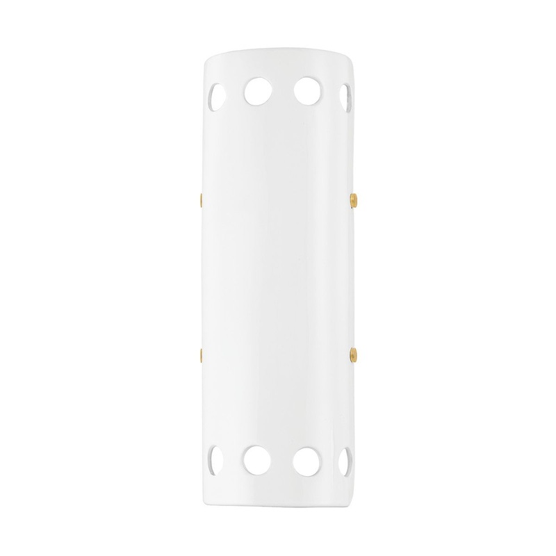 Mitzi H705102-AGB/CGW Jean Two Light Wall Sconce, Aged Brass/Ceramic Gloss White