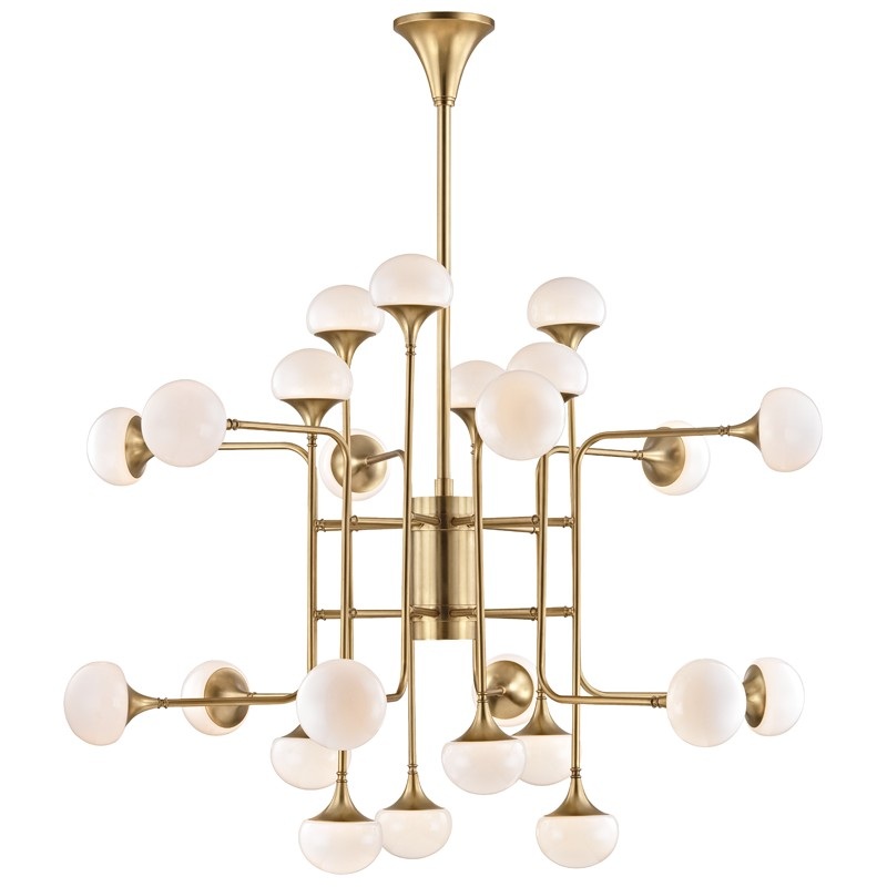 Hudson Valley 4724-AGB Fleming LED Chandelier, Aged Brass