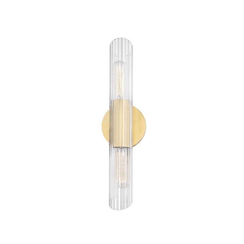 Mitzi H177102S-AGB Cecily Two Light Wall Sconce, Aged Brass