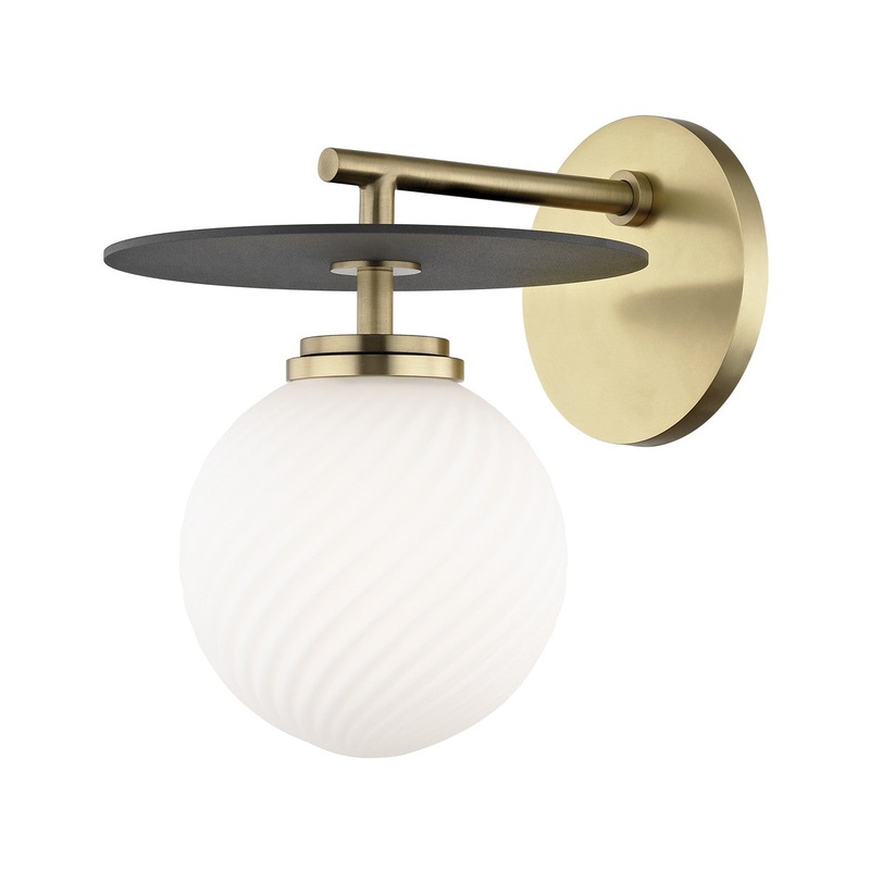 Mitzi H200101-AGB/BK Ellis LED Wall Sconce, Aged Brass/Black