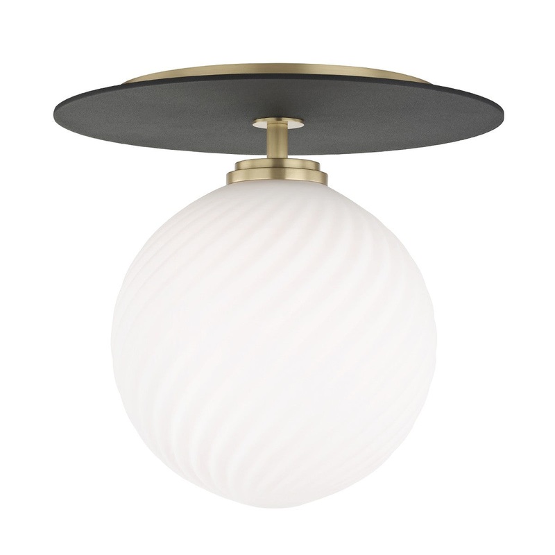 Mitzi H200501L-AGB/BK Ellis LED Flush Mount, Aged Brass/Black