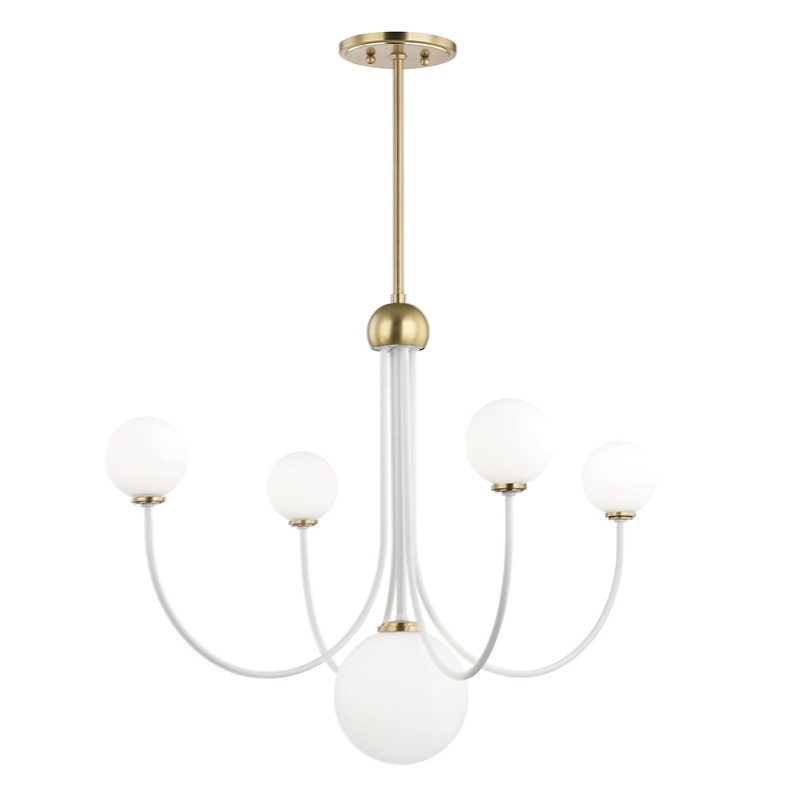 Mitzi H234805-AGB/WH Coco LED Chandelier, Aged Brass/Soft Off White