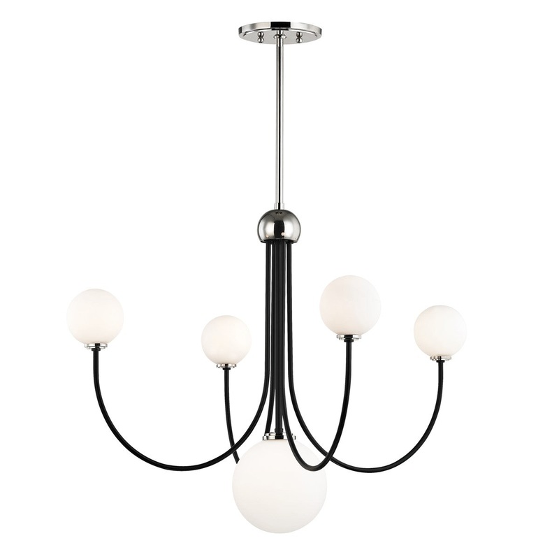 Mitzi H234805-PN/BK Coco LED Chandelier, Polished Nickel/Black