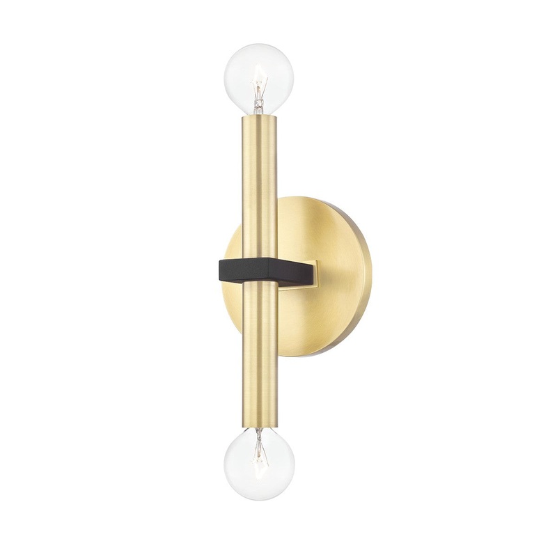 Mitzi H296102-AGB/BK Colette Two Light Wall Sconce, Aged Brass/Black