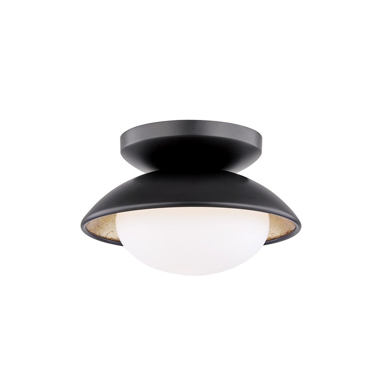 Mitzi H368601S-BLK/GL Cadence LED Semi Flush Mount, Black Lustro/Gold Leaf Combo
