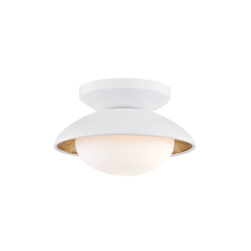 Mitzi H368601S-WH/GL Cadence LED Semi Flush Mount, White Lustro/Gold Leaf Combo