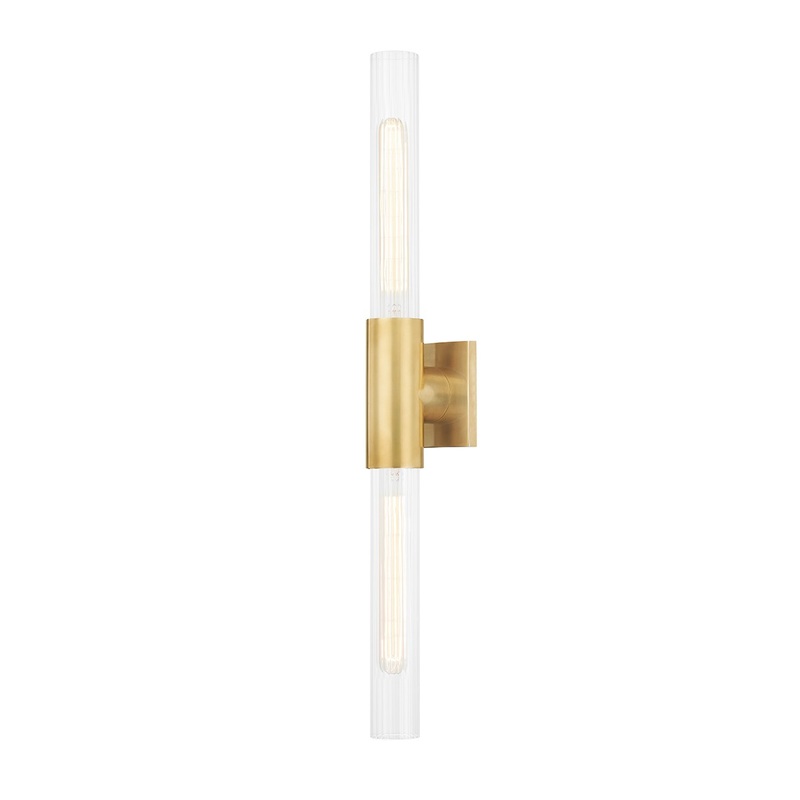 Hudson Valley 1202-AGB Asher Two Light Wall Sconce, Aged Brass