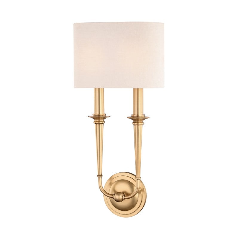 Hudson Valley 1232-AGB Lourdes Two Light Wall Sconce, Aged Brass