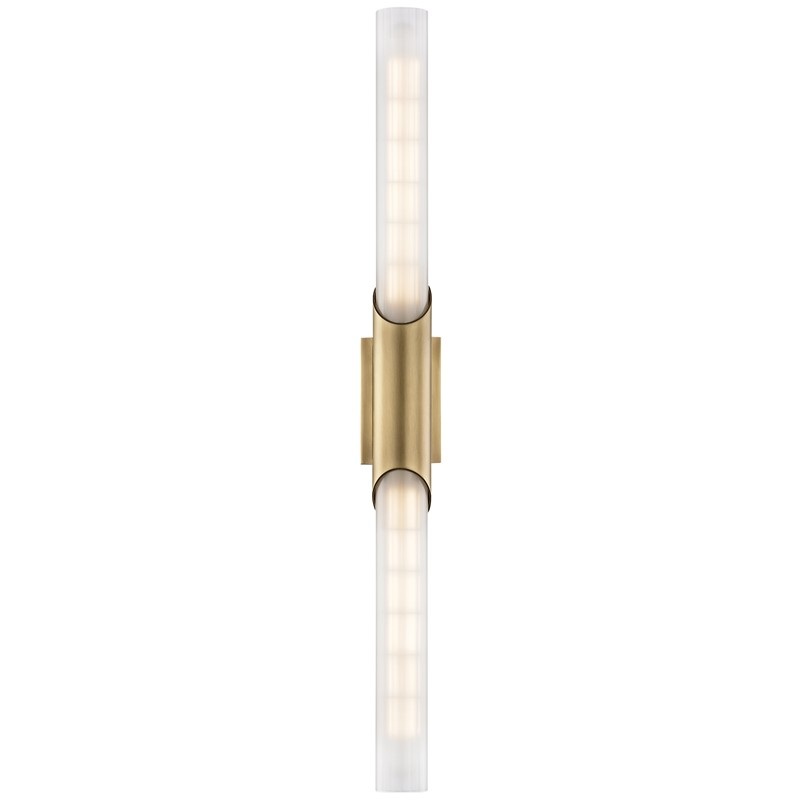Hudson Valley 2142-AGB Pylon Two Light Wall Sconce, Aged Brass