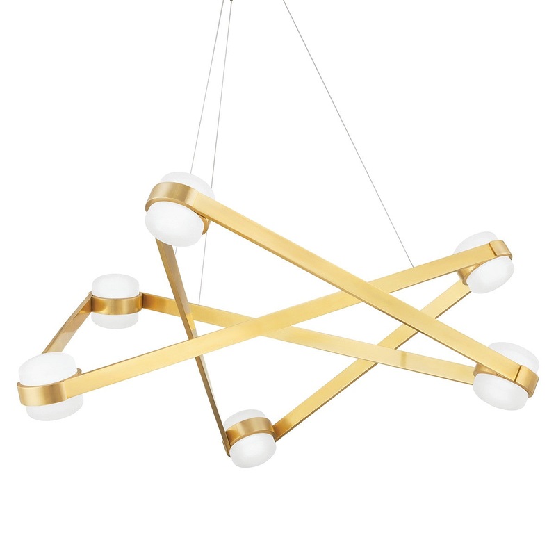 Hudson Valley 2738-AGB Orbit LED Chandelier, Aged Brass