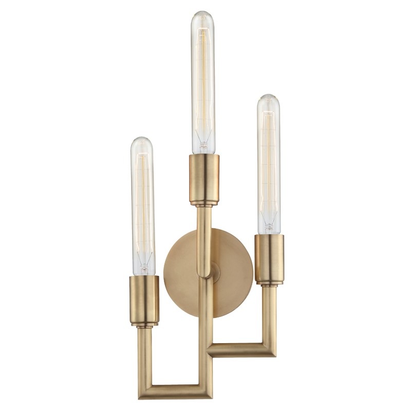 Hudson Valley 8310-AGB Angler Three Light Wall Sconce, Aged Brass
