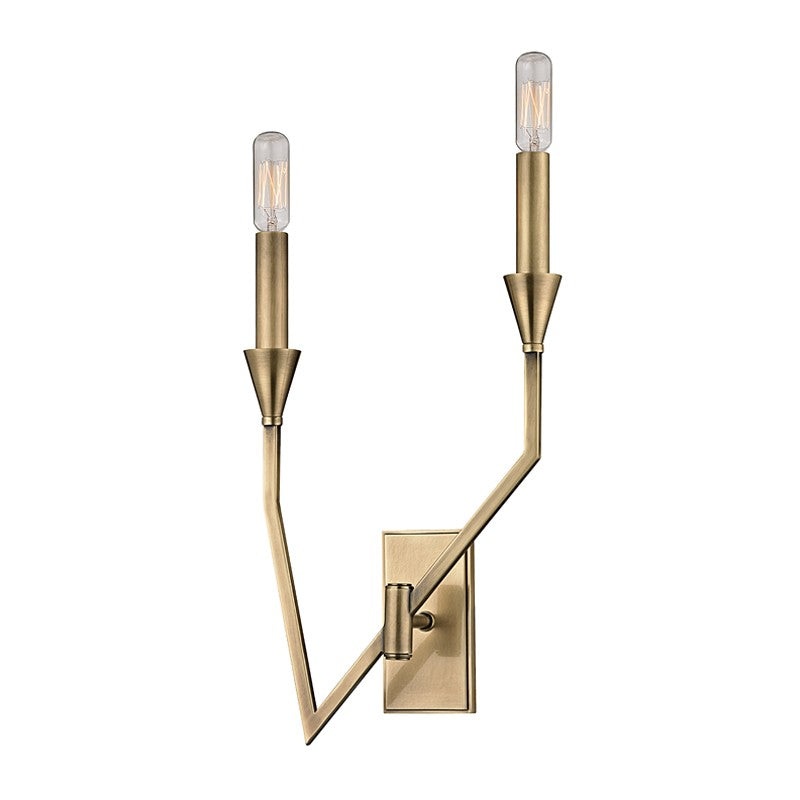 Hudson Valley 8502R-AGB Archie Two Light Wall Sconce, Aged Brass