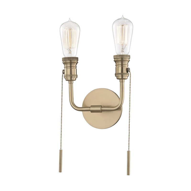 Mitzi H106102-AGB Lexi Two Light Wall Sconce, Aged Brass