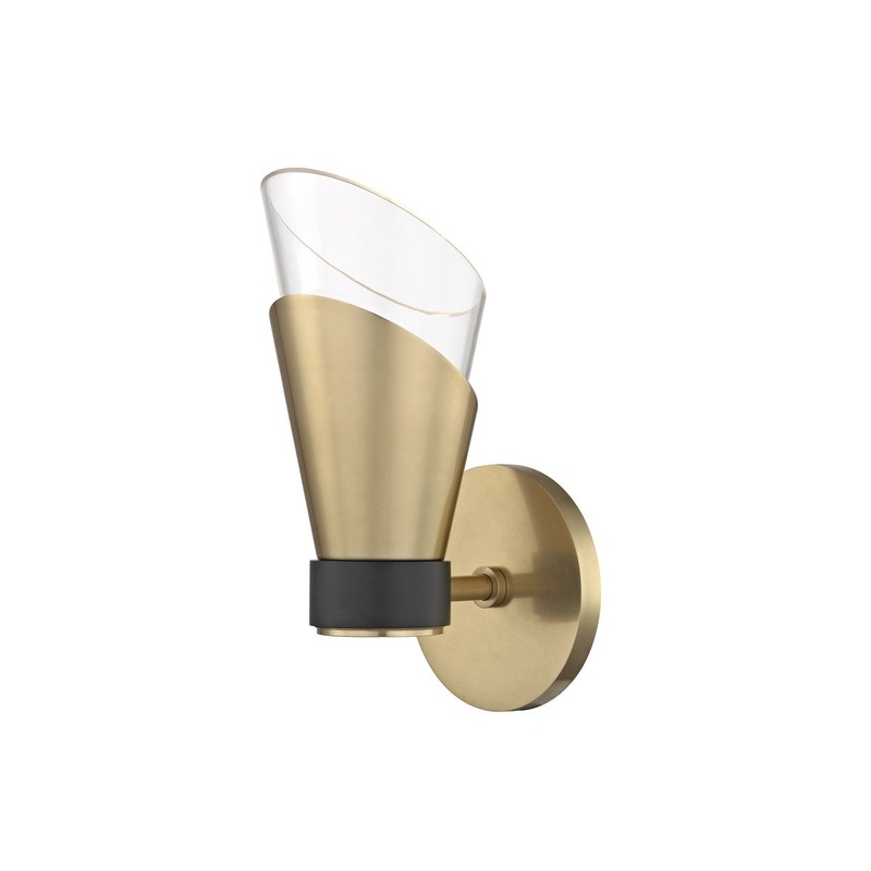 Mitzi H130101-AGB/BK Angie LED Wall Sconce, Aged Brass/Black
