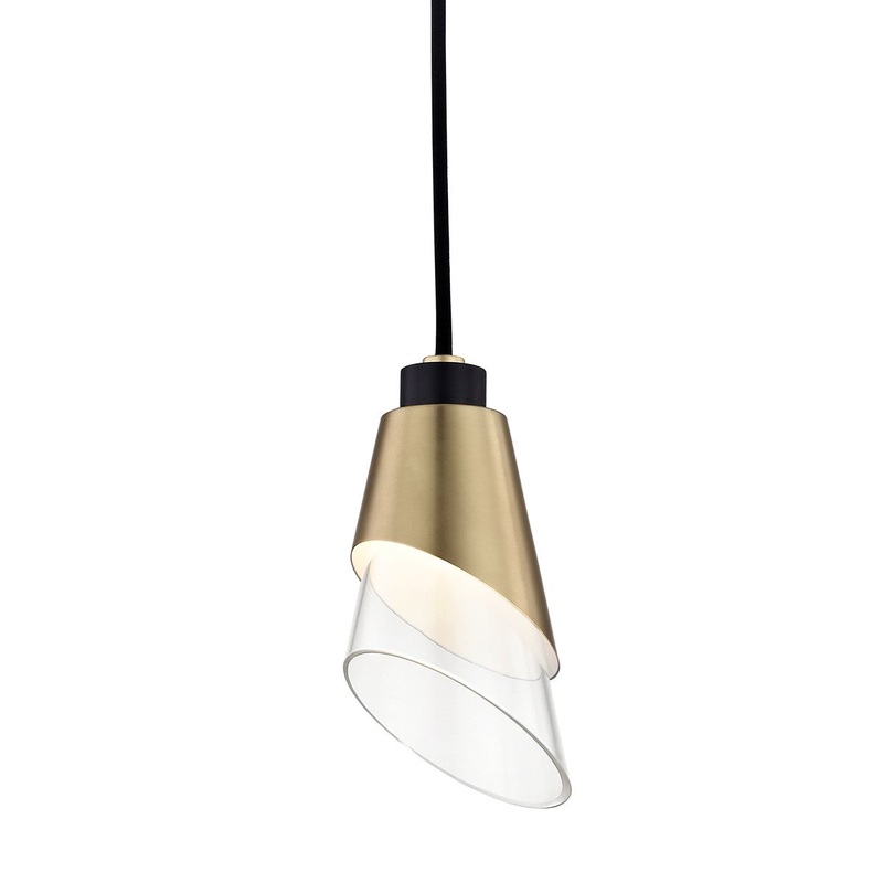 Mitzi H130701-AGB/BK Angie LED Pendant, Aged Brass/Black