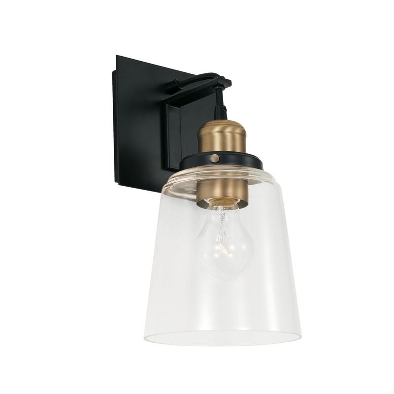Capital Lighting 3711AB-135 Fallon One Light Wall Sconce, Aged Brass and Black