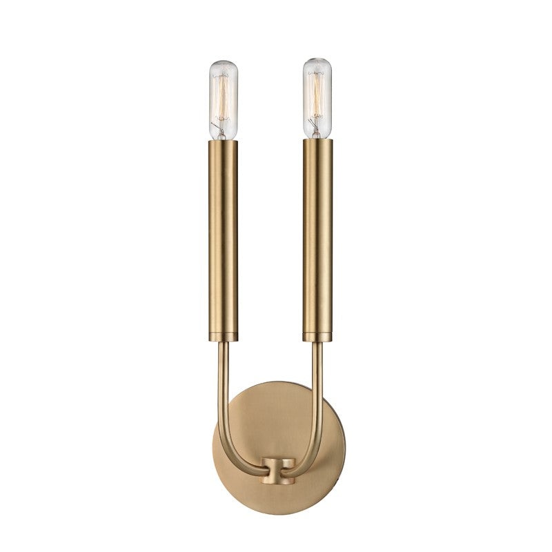 Hudson Valley 2600-AGB Gideon Two Light Wall Sconce, Aged Brass