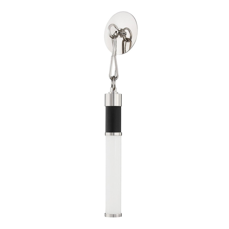 Hudson Valley 7001-PN/BK Huntington LED Wall Sconce, Polished Nickel/Black