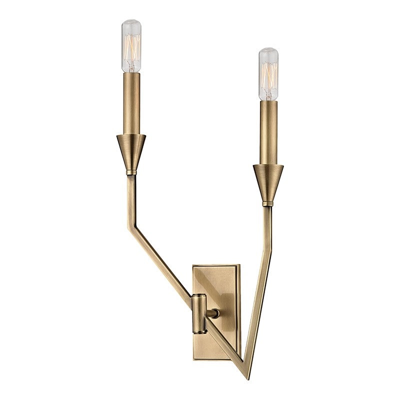 Hudson Valley 8502L-AGB Archie Two Light Wall Sconce, Aged Brass