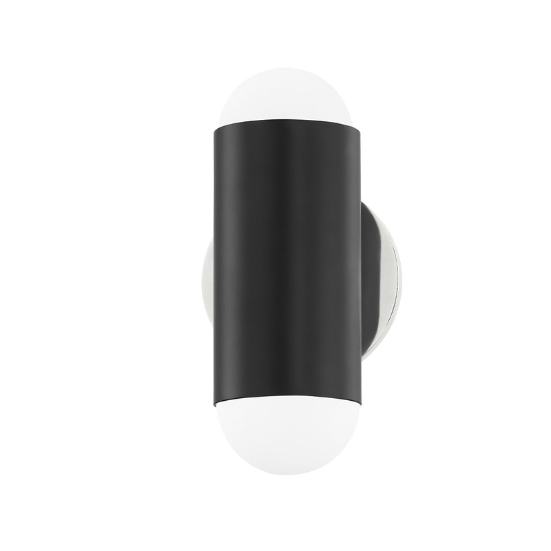 Mitzi H484102-PN/SBK Kira Two Light Wall Sconce, Polished Nickel/Soft Black