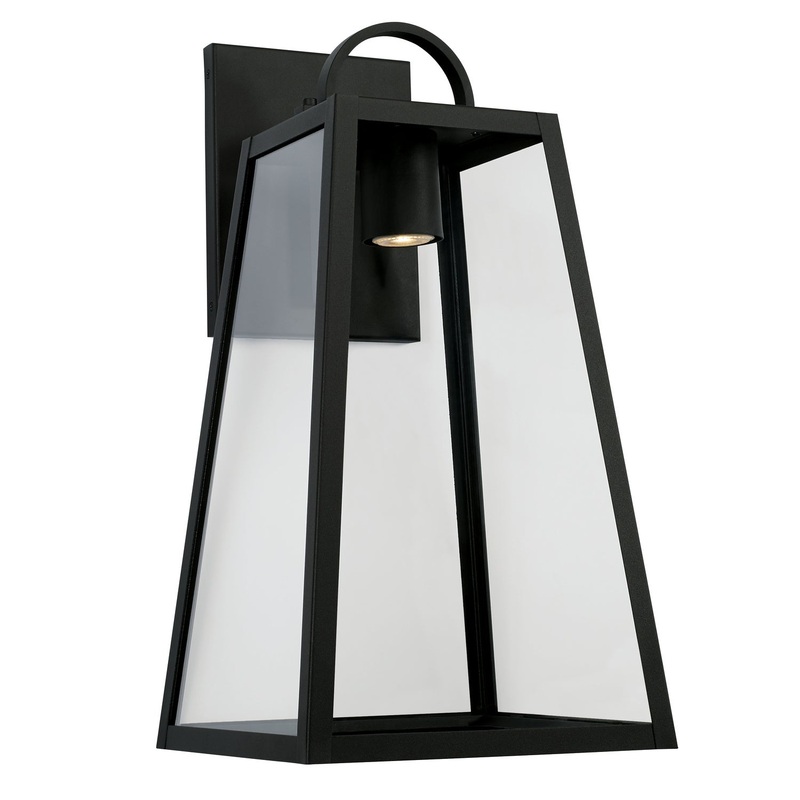 Capital Lighting 943713BK-GL Leighton One Light Outdoor Wall Lantern, Black