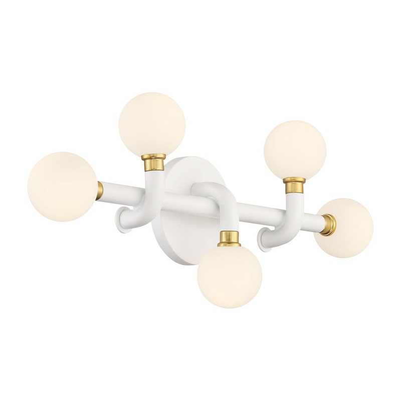 George Kovacs P5510-706-L Tubular LED Bath Vanity, Matte White W/Honey Gold
