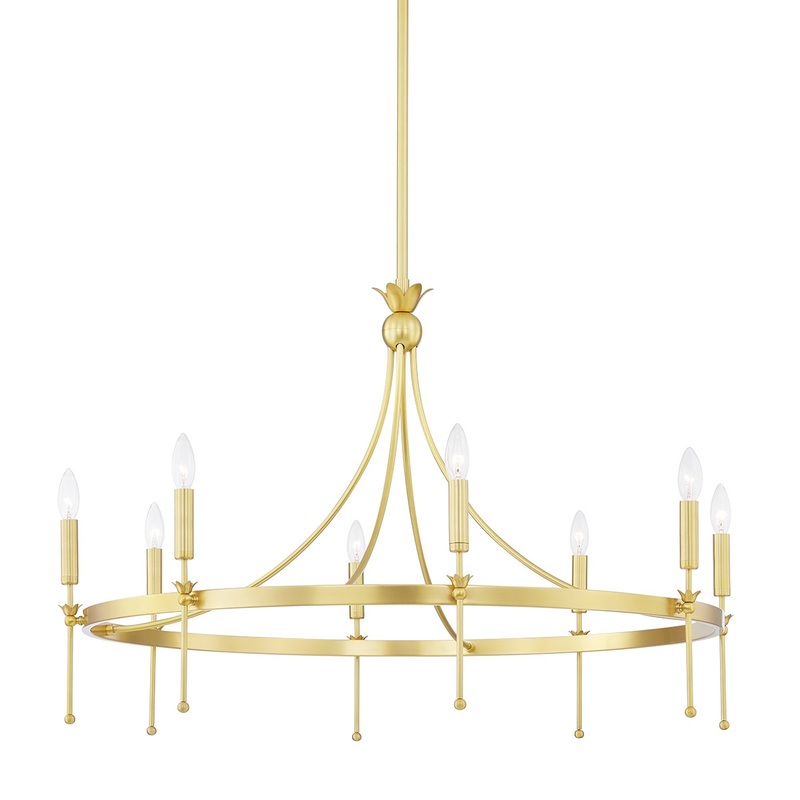 Hudson Valley 4338-AGB Gates Eight Light Chandelier, Aged Brass