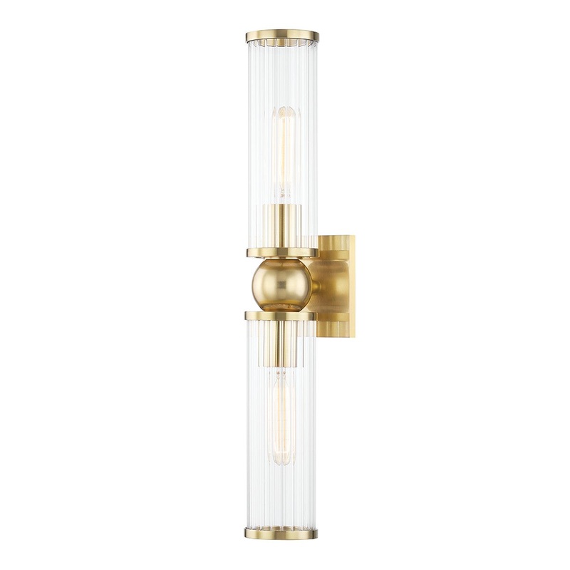 Hudson Valley 5272-AGB Malone Two Light Wall Sconce, Aged Brass