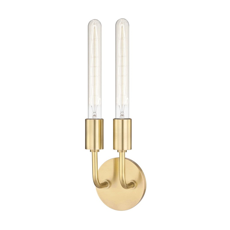 Mitzi H109102-AGB Ava Two Light Wall Sconce, Aged Brass