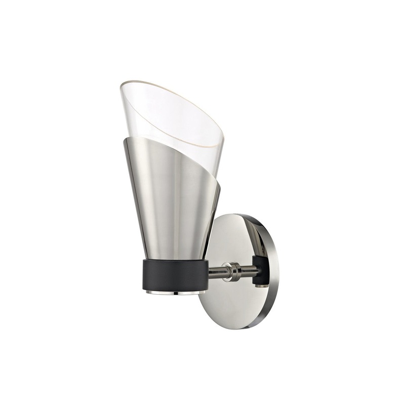 Mitzi H130101-PN/BK Angie LED Wall Sconce, Polished Nickel/Black