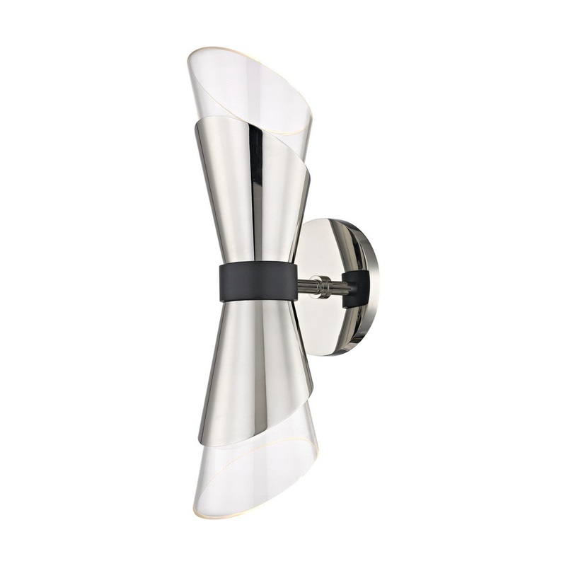 Mitzi H130102-PN/BK Angie LED Wall Sconce, Polished Nickel/Black