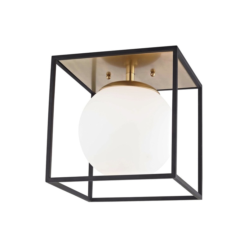 Mitzi H141501L-AGB/BK Aira One Light Flush Mount, Aged Brass/Black