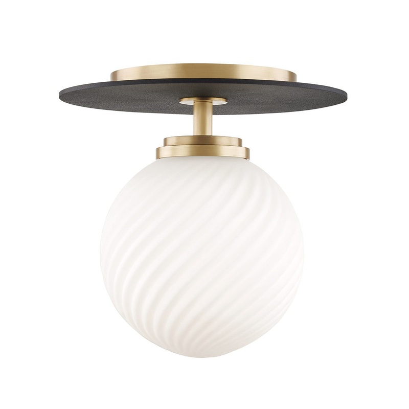 Mitzi H200501S-AGB/BK Ellis LED Flush Mount, Aged Brass/Black
