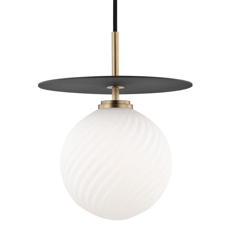 Mitzi H200701L-AGB/BK Ellis LED Pendant, Aged Brass/Black