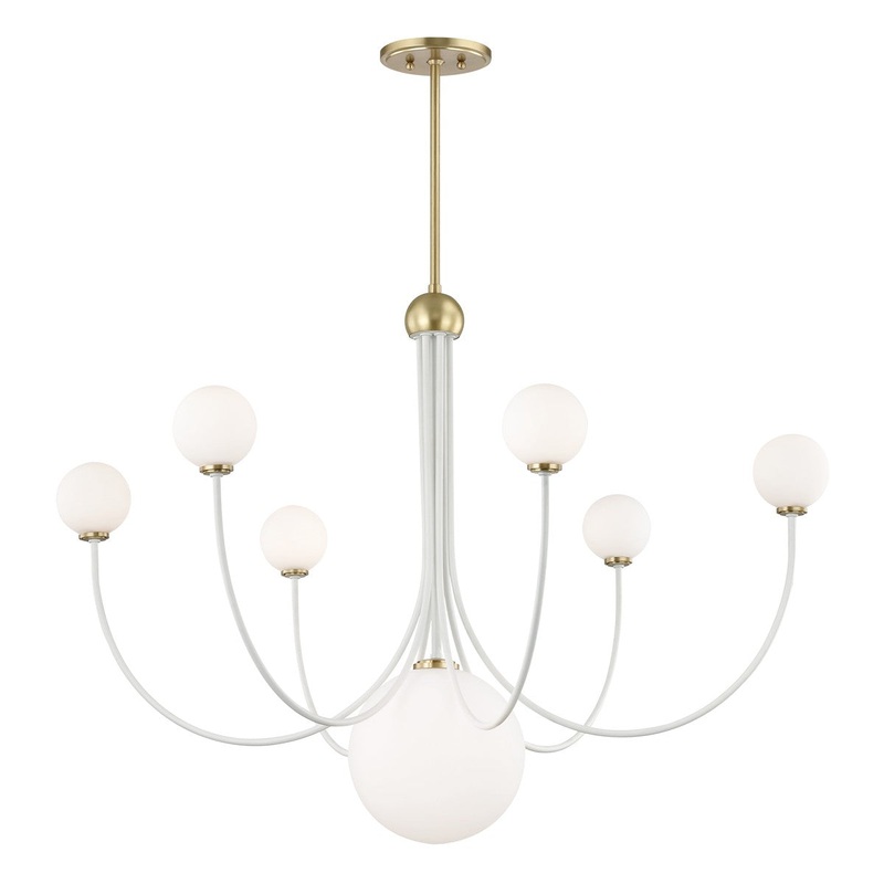 Mitzi H234807-AGB/WH Coco LED Chandelier, Aged Brass/Soft Off White