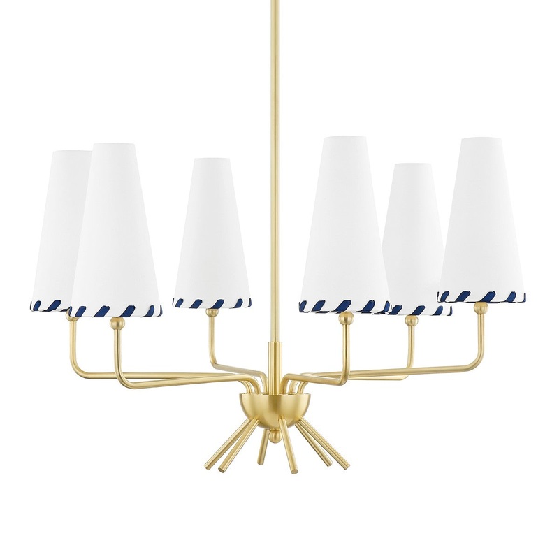 Mitzi H436806-AGB Cassie Six Light Chandelier, Aged Brass