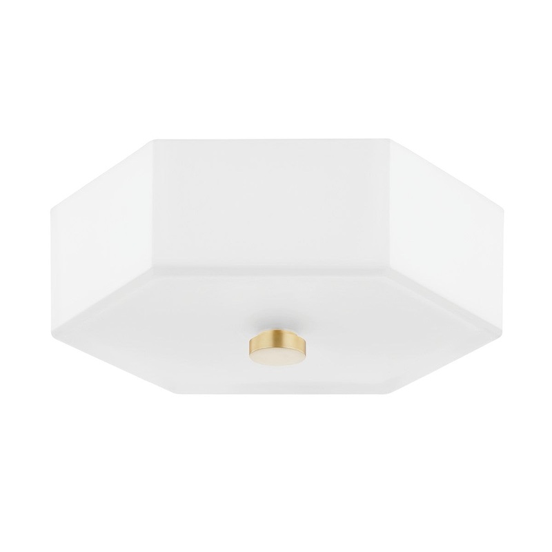 Mitzi H462502-AGB/PN Lizzie Two Light Flush Mount, Aged Brass/Polished Nickel Combo