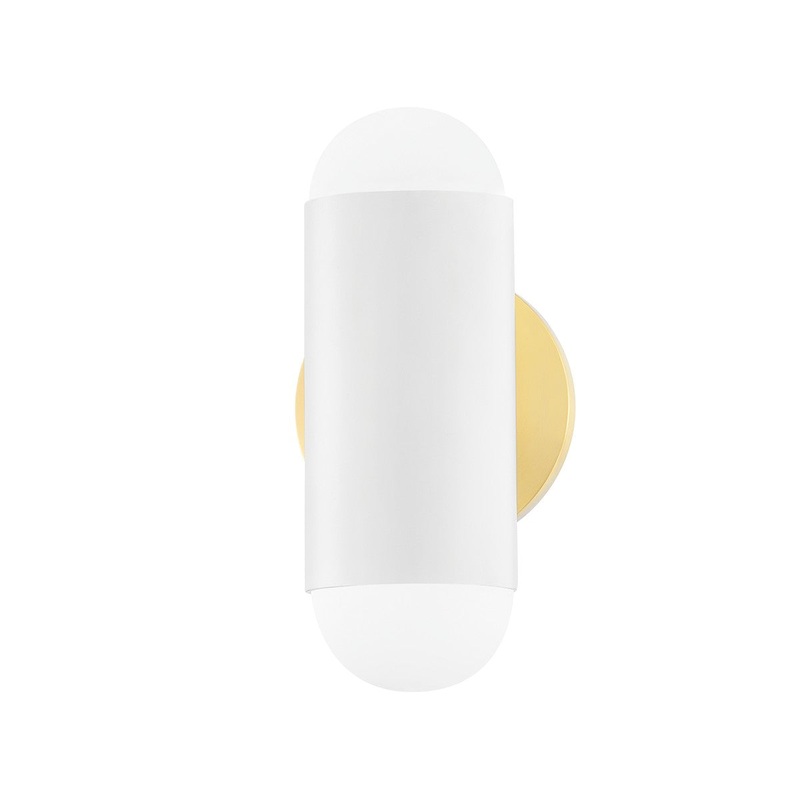 Mitzi H484102-AGB/SWH Kira Two Light Wall Sconce, Aged Brass/Soft White Combo