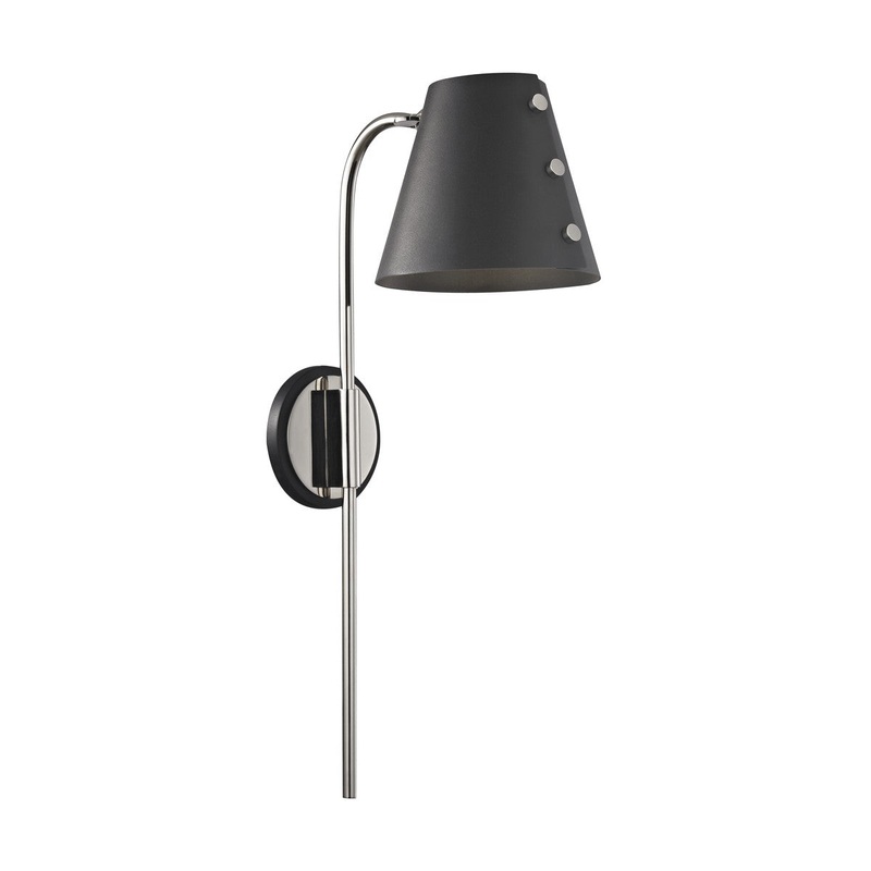 Mitzi HL174201-PN/BK Meta LED Wall Sconce With Plug, Polished Nickel/Black