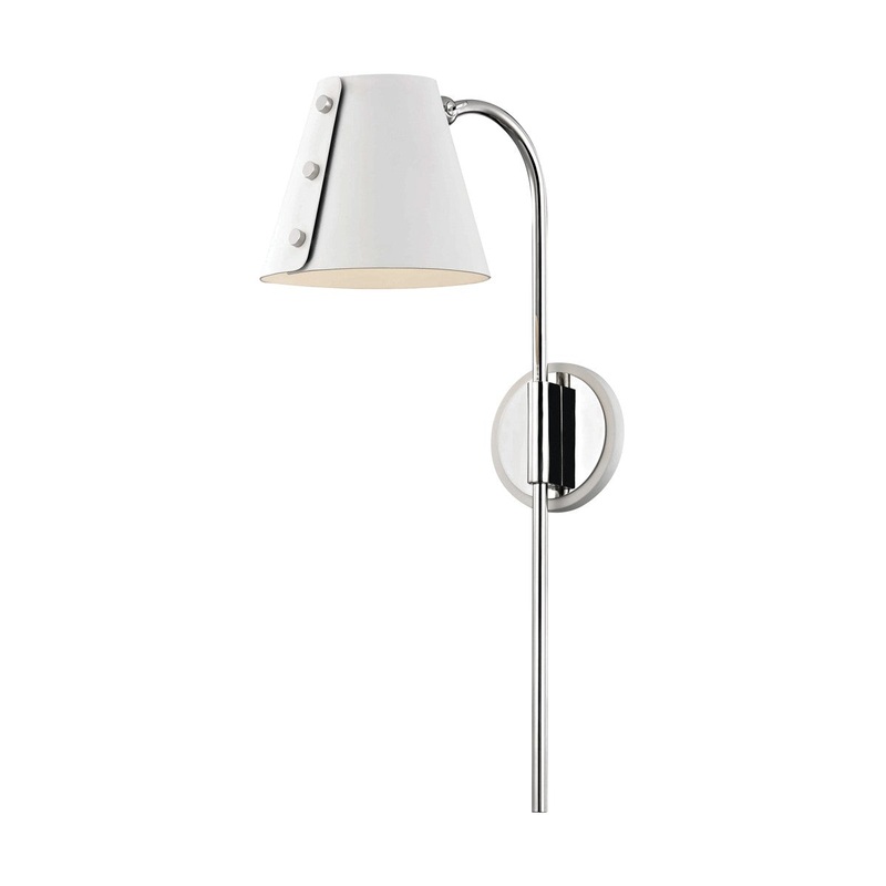 Mitzi HL174201-PN/WH Meta LED Wall Sconce With Plug, Polished Nickel/White