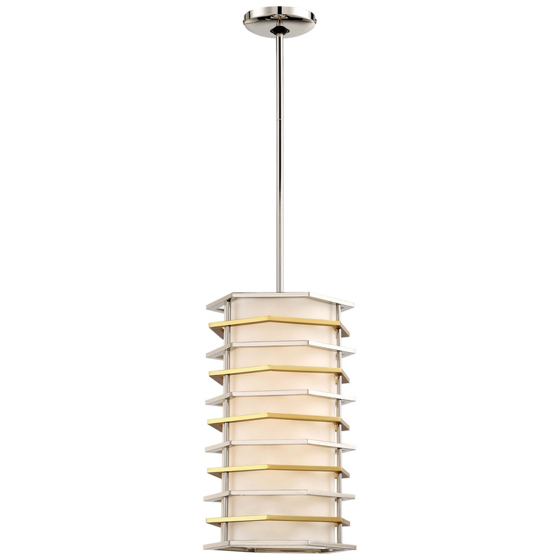 George Kovacs P1071-657-L Levels LED Mini Pendant, Polished Nickel W/Honey Gold