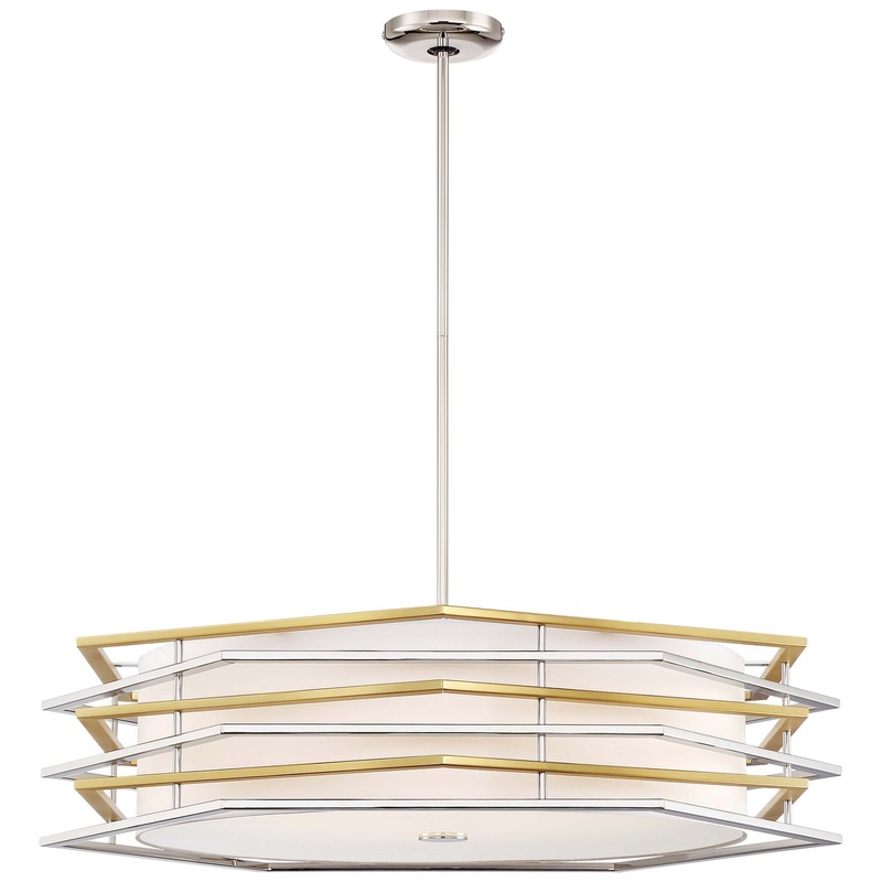 George Kovacs P1073-657-L Levels LED Pendant, Polished Nickel W/Honey Gold