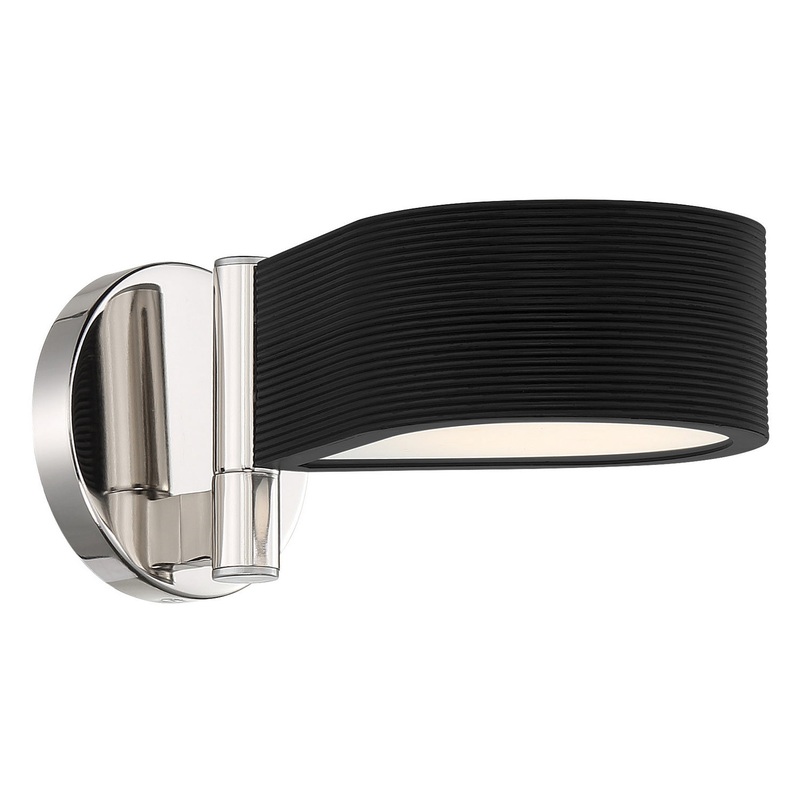George Kovacs P5341-572-L Side Step LED Wall Mount, Coal With Polished Nickel