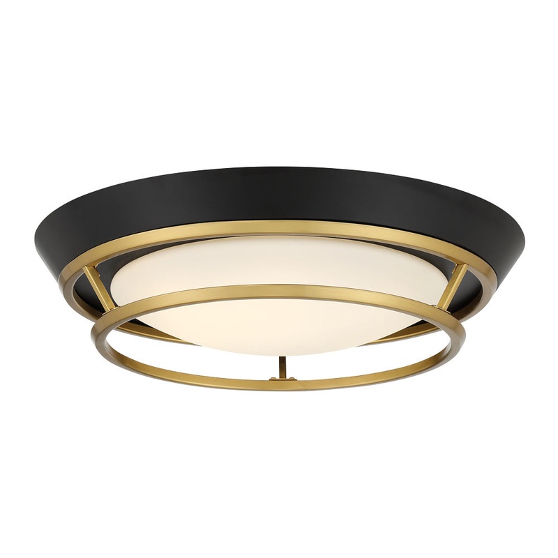 George Kovacs P5371-689-L Beam Me Up LED Flush Mount, Coal And Satin Brass