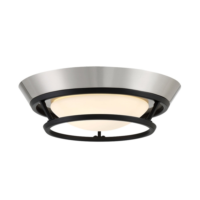 George Kovacs P5371-691-L Beam Me Up LED Flush Mount, Coal With Brushed Nickel